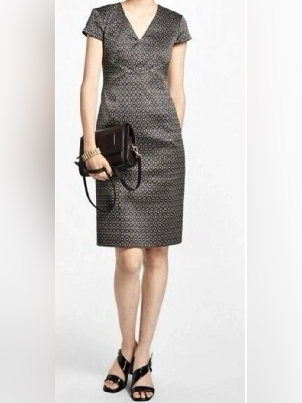 Brooks Brothers Pencil Dress Geometric Print 10 professional